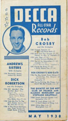 Picture of Decca All-Star Records, May 1938