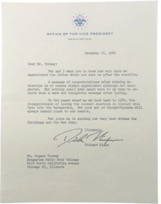 Picture of 1960 Election Letter from Richard Nixon to Eugene Torsay