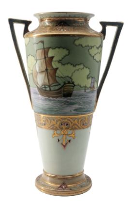 Picture of Antique Noritake Art Deco Gilded Scenic Vase