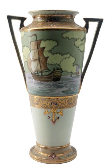 Picture of Antique Noritake Art Deco Gilded Scenic Vase
