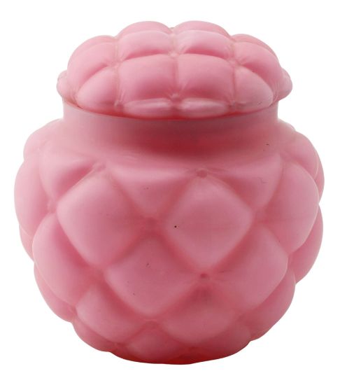 Picture of Antique Pink Quilted Glass Jar with Cover by Consolidated Lamp & Glass