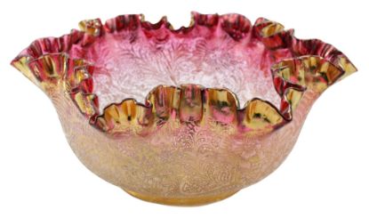 Picture of Antique Handblown Bohemian Gilt Art Glass Bowl