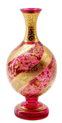 Picture of Antique Bohemian Gilded Cranberry Vase