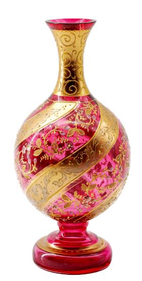 Picture of Antique Bohemian Gilded Cranberry Vase