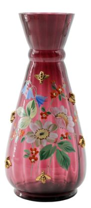 Picture of Antique Bohemian Floral Vase with Applied Bees
