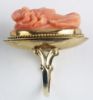 Picture of Antique 14K Gold Coral Ring with Bust of Woman or Medusa