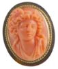 Picture of Antique 14K Gold Coral Ring with Bust of Woman or Medusa