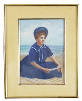 Picture of Woman on the Beach with a Letter