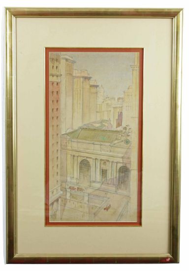 Picture of Antique Watercolor of Grand Central Station, New York City