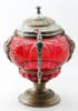 Picture of Antique WMF Cranberry Glass Covered Punch Bowl
