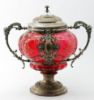 Picture of Antique WMF Cranberry Glass Covered Punch Bowl