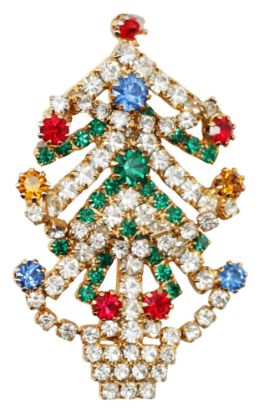 Picture of Vintage Rhinestone Christmas Tree Brooch