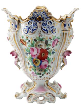 Picture of Antique Porcelain Vase Enameled with Floral Arrangments