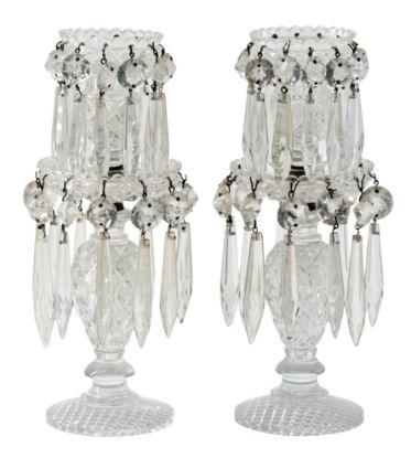 Picture of Antique American Brilliant Cut Glass Candlestick Lusters