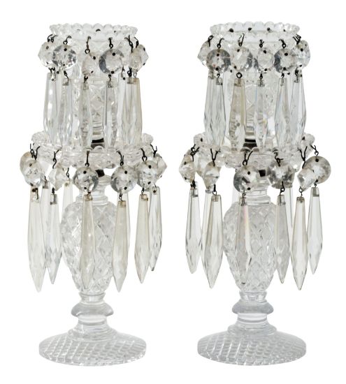 Picture of Antique American Brilliant Cut Glass Candlestick Lusters