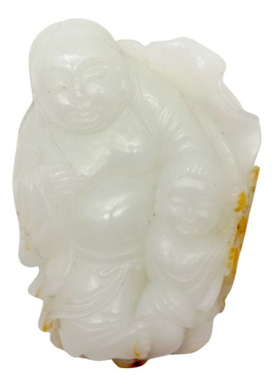 Picture of Antique Chinese Jade Carving Group of Liu Hai with Boy