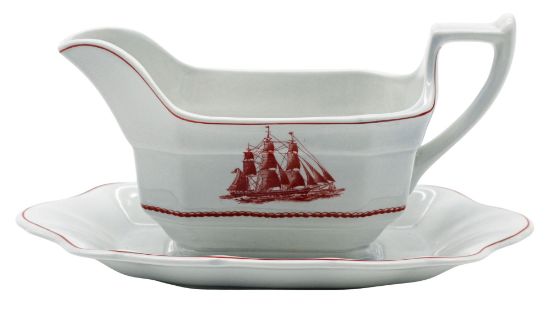 Picture of Replacement Wedgwood Gravy Boat with Attached Underplate - Flying Cloud