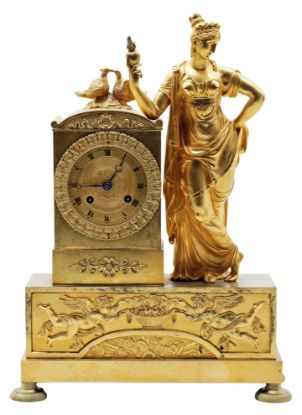 Picture of Antique French Empire Style Gilt Bronze Figural Mantel Clock