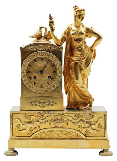 Picture of Antique French Empire Style Gilt Bronze Figural Mantel Clock