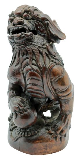 Picture of Antique Chinese Carved Wood Foo Dog