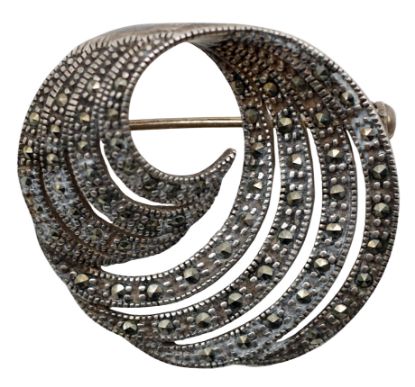 Picture of Vintage Sterling Silver Marcasite Swirl Brooch