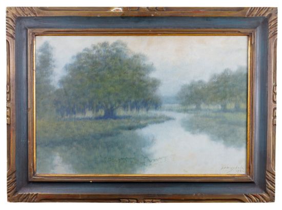 Picture of Louisiana Bayou, with Oak and Cypress Trees by Alexander J Drysdale